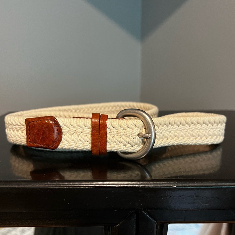 J. Crew Leather and Cotton Belt with Silver Buckle